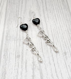 Crystal Skeleton Earrings | Black Onyx Gothic Jewellery