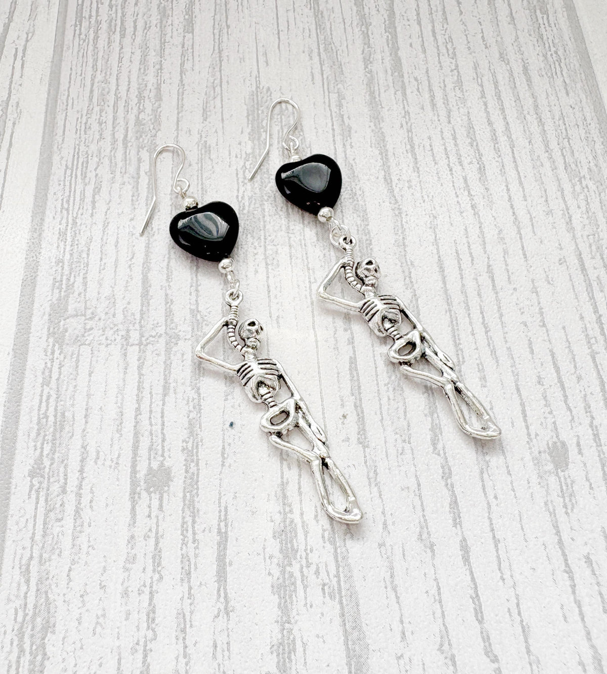 Crystal Skeleton Earrings | Black Onyx Gothic Jewellery