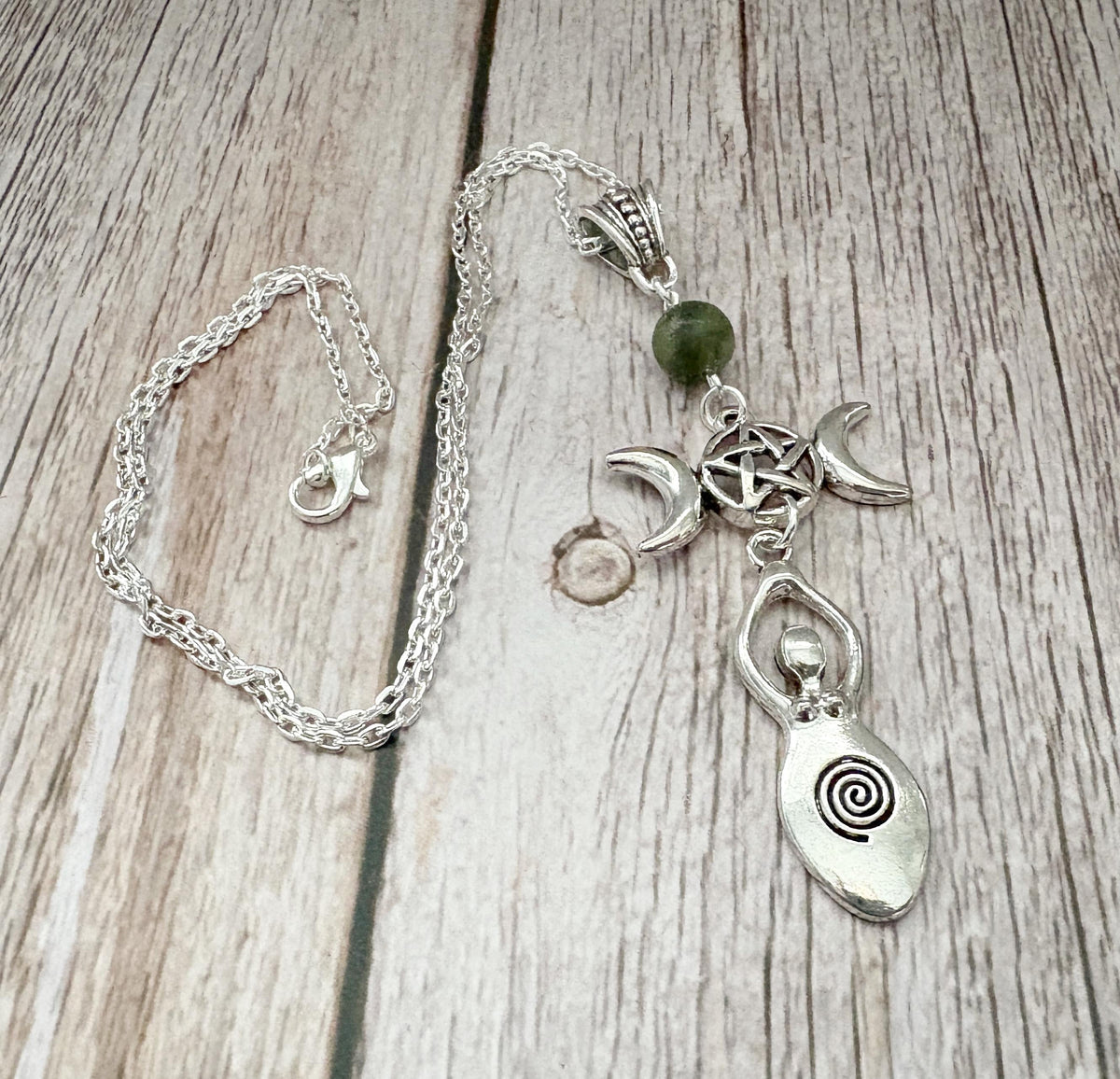 Goddess Rising Triple Goddess Necklace | Silver Crystal Pendant