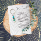 Personalised Safe Travels Crystal Keychain | Good Luck Travelling Companion Gift