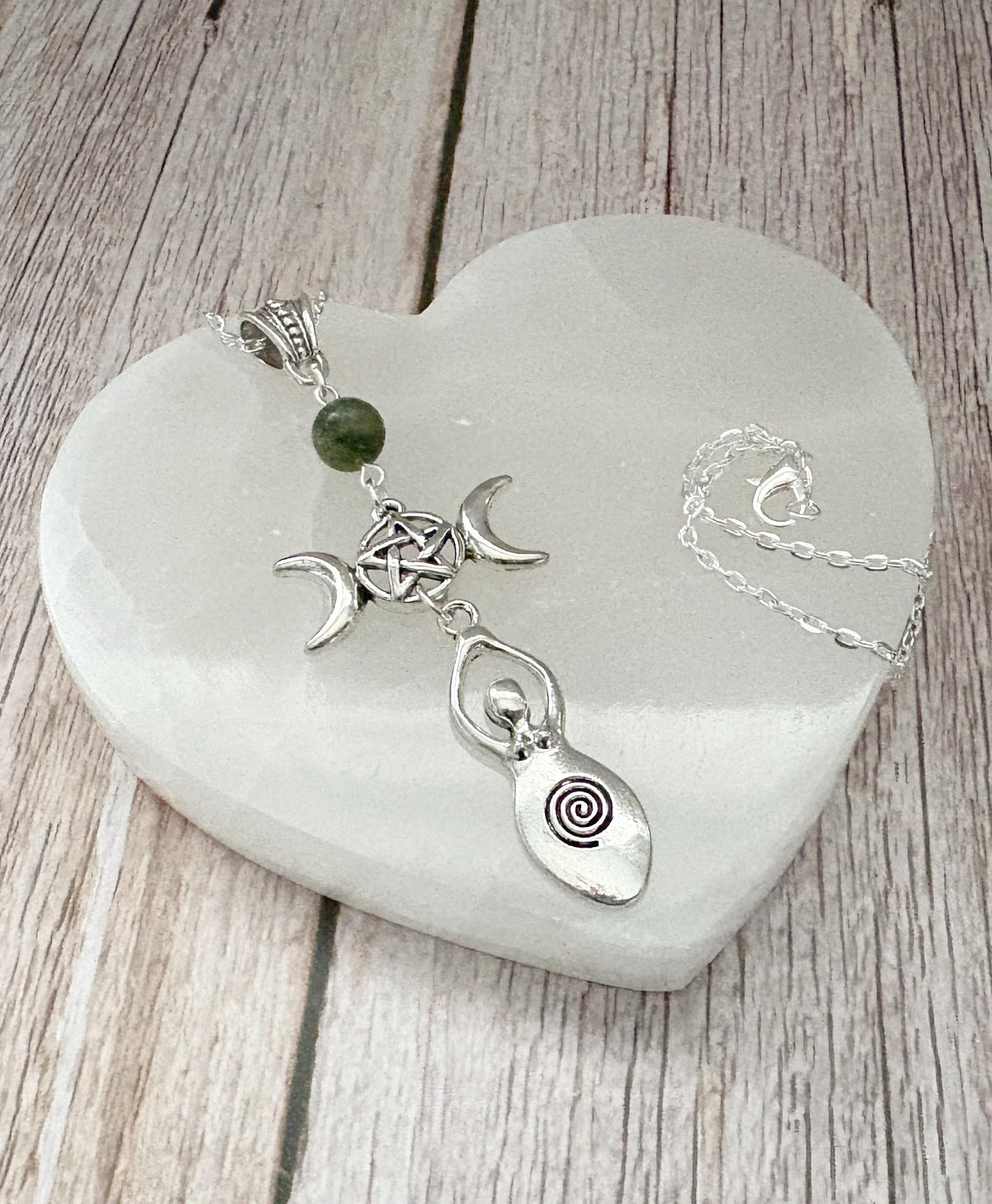 Goddess Rising Triple Goddess Necklace | Silver Crystal Pendant