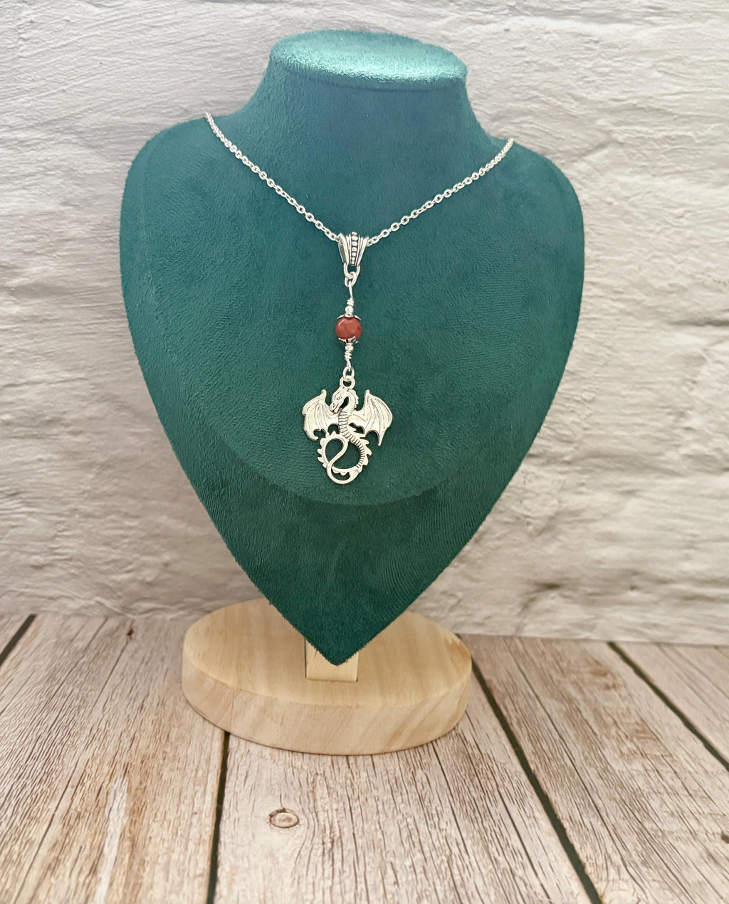 Dark Enchantments Crystal Dragon Necklace | Silver Mythical Gemstone Pendant