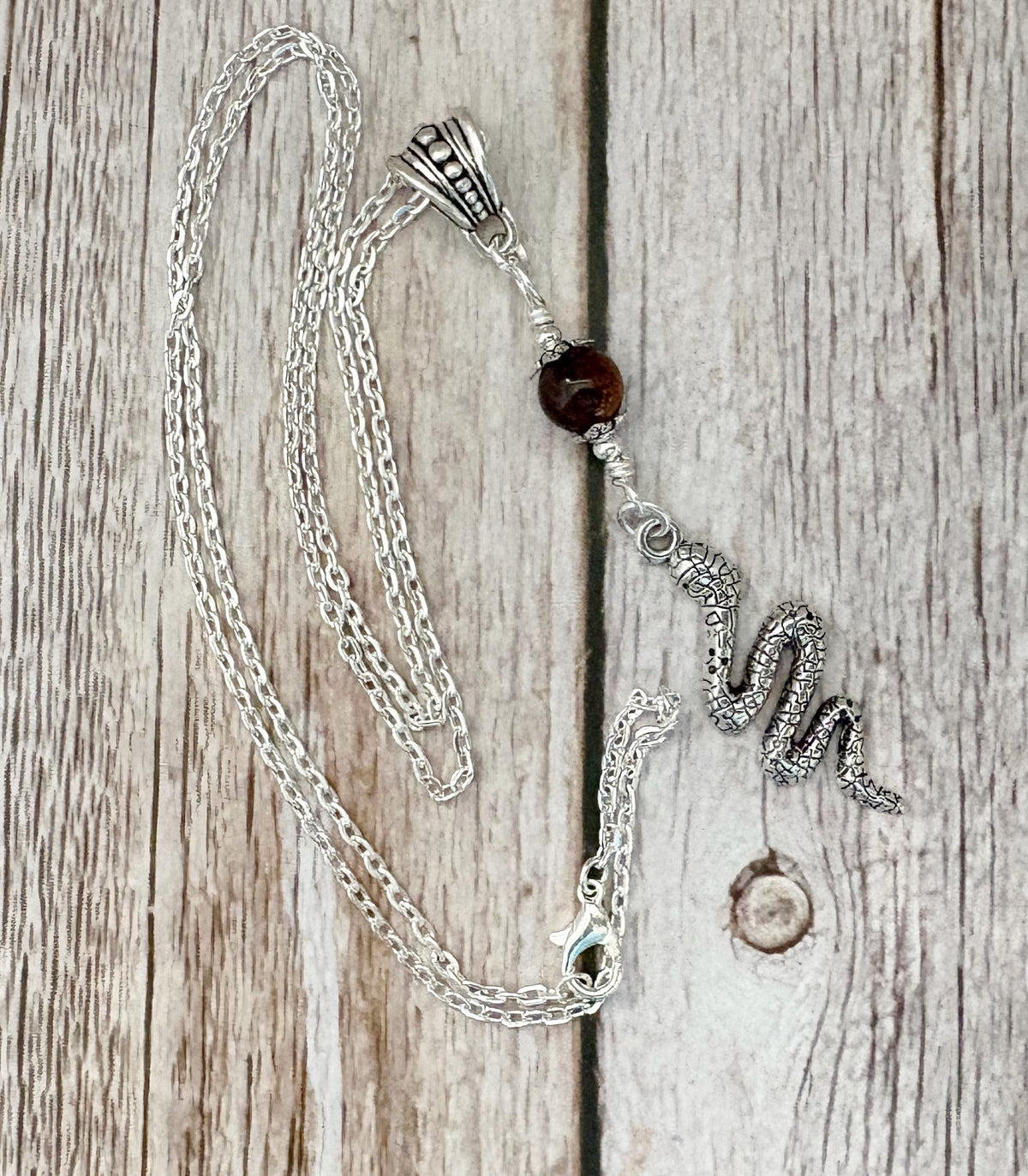 Dark Enchantments Crystal Snake Necklace | Gothic Serpent Pendant