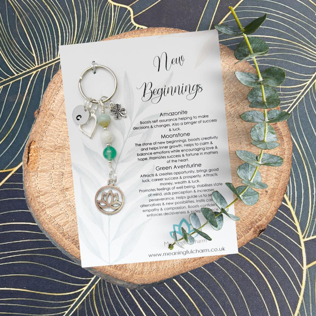 Personalised New Beginnings Crystal Keyring | Silver Charm Gift