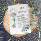 Personalised New Beginnings Crystal Keyring | Silver Charm Gift