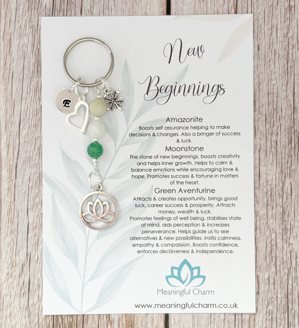 Personalised New Beginnings Crystal Keyring | Silver Charm Gift