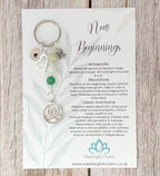 Personalised New Beginnings Crystal Keyring | Silver Charm Gift