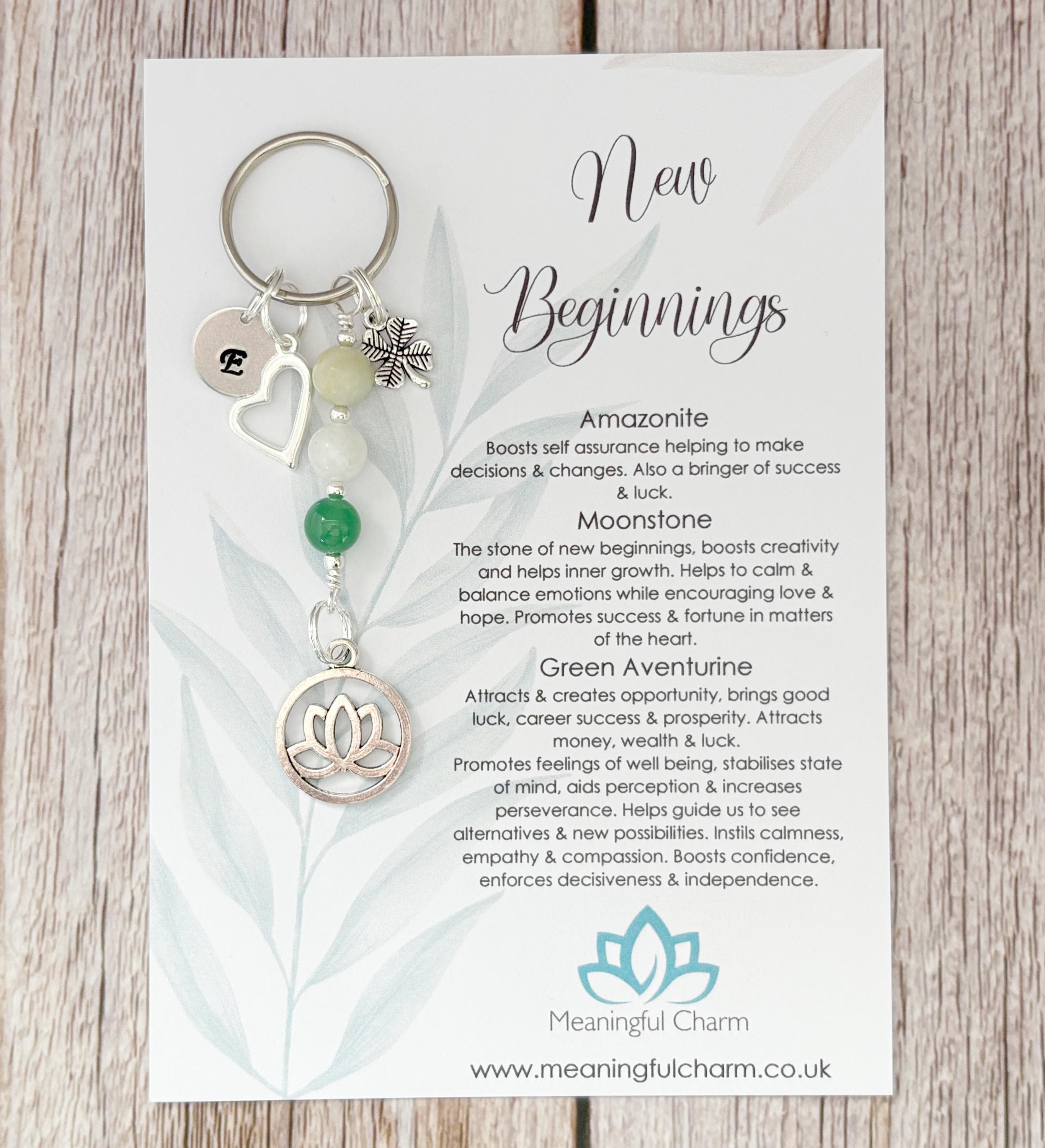 Personalised New Beginnings Crystal Keyring | Silver Charm Gift