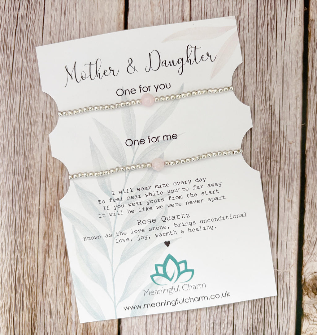 Growing Up Mother & Daughter Distance Crystal Bracelet Set
