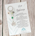 Personalised New Beginnings Crystal Keyring | Silver Charm Gift