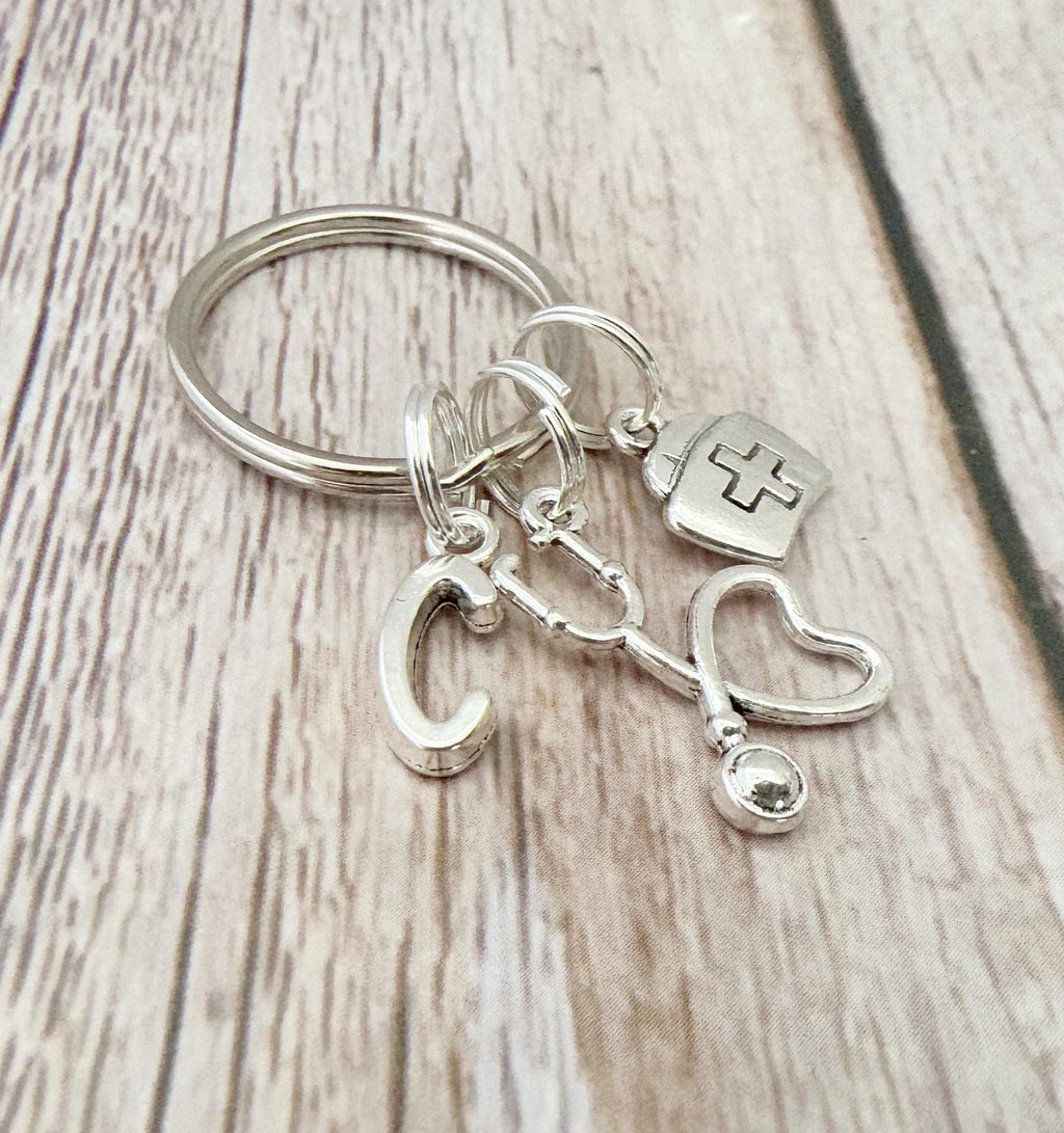 Nursing Keyring, Personalised Keyring, Initial Letter Keyring, Personalised, Nurse Gift, Care Giver, Nursing Card, Nurse Keyring, NHS Gift