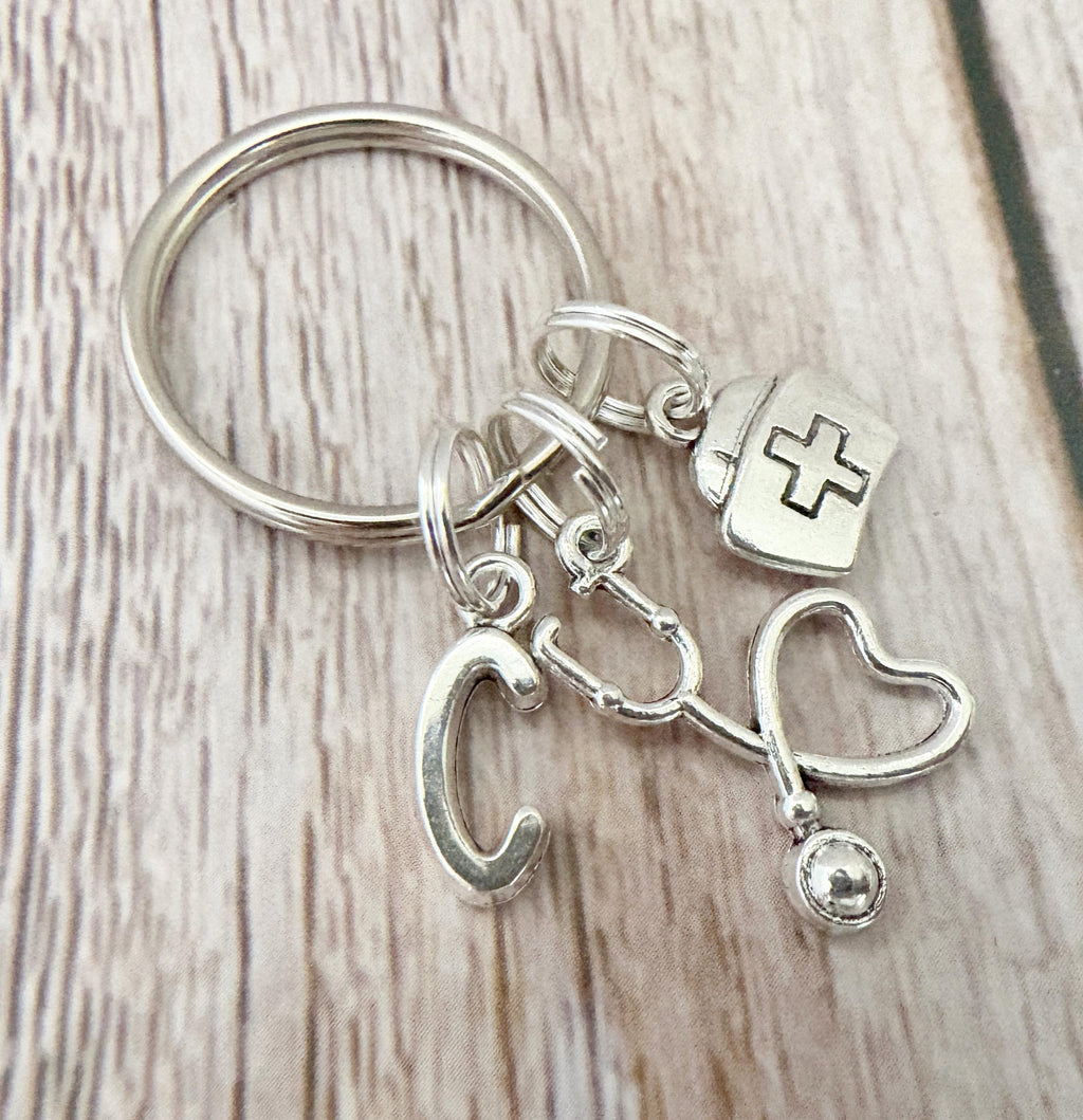 Nursing Keyring, Personalised Keyring, Initial Letter Keyring, Personalised, Nurse Gift, Care Giver, Nursing Card, Nurse Keyring, NHS Gift
