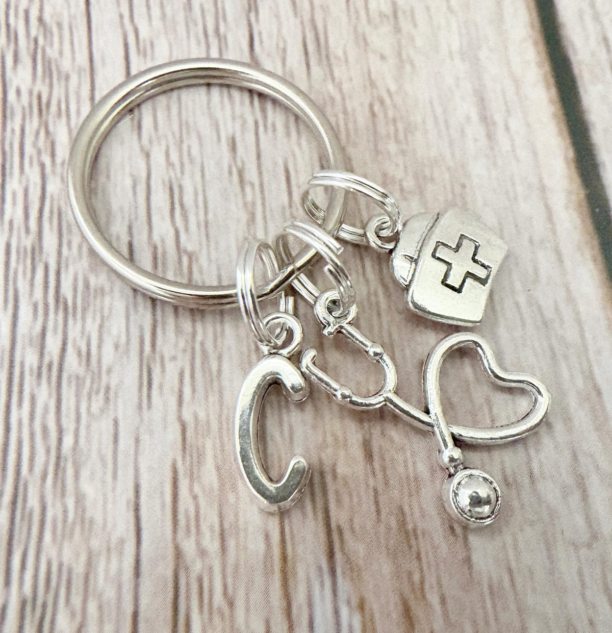Nursing Keyring, Personalised Keyring, Initial Letter Keyring, Personalised, Nurse Gift, Care Giver, Nursing Card, Nurse Keyring, NHS Gift