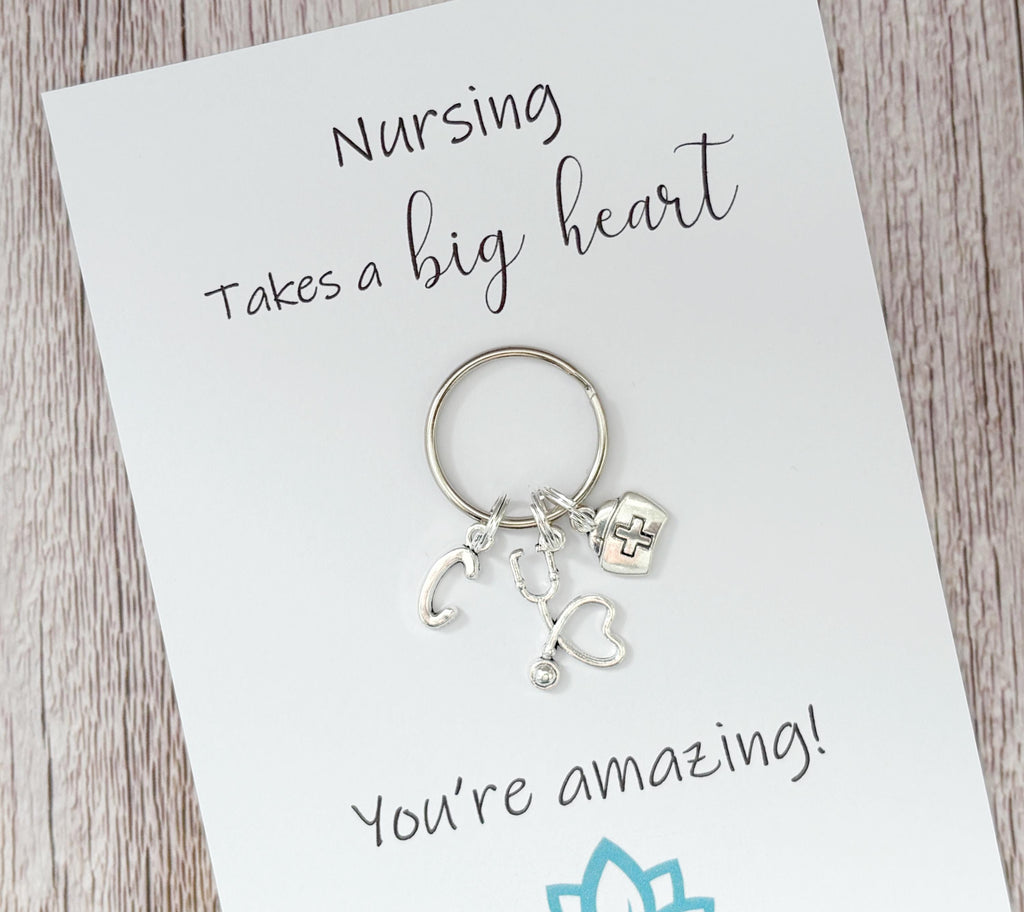 Nursing Keyring, Personalised Keyring, Initial Letter Keyring, Personalised, Nurse Gift, Care Giver, Nursing Card, Nurse Keyring, NHS Gift