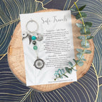 Personalised Safe Travels Charm Keyring for Travelling Gifts