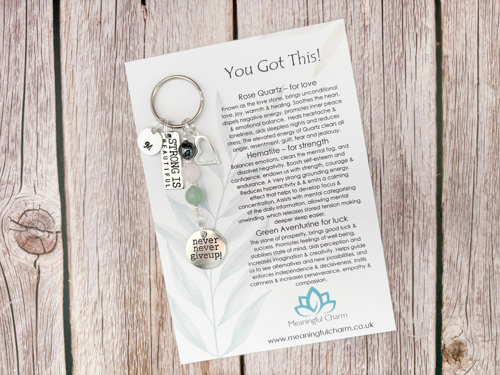 You Got This Keyring | Personalised Initial & Gemstone Motivational Support Gift