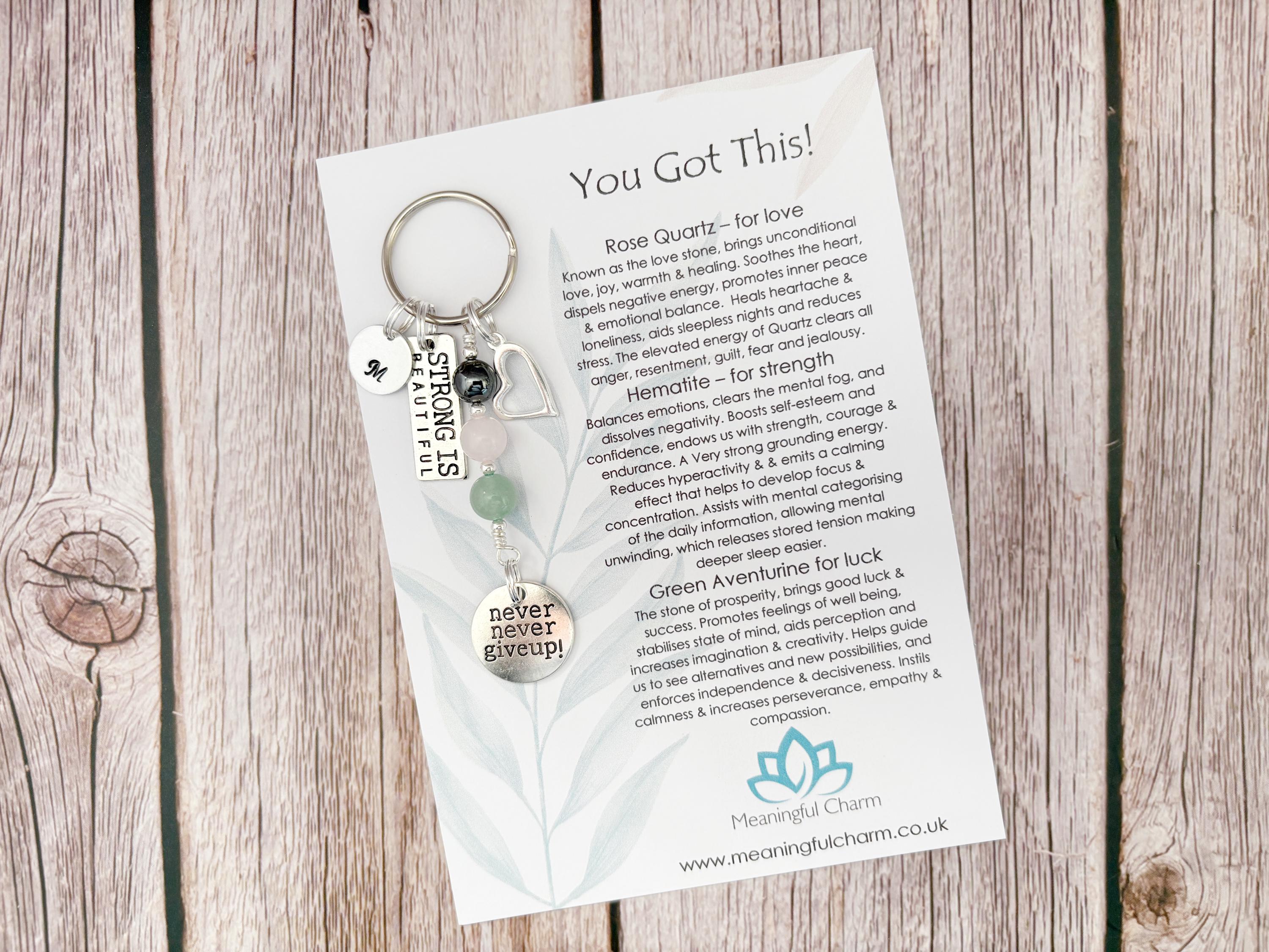 You Got This Keyring | Personalised Initial & Gemstone Motivational Support Gift