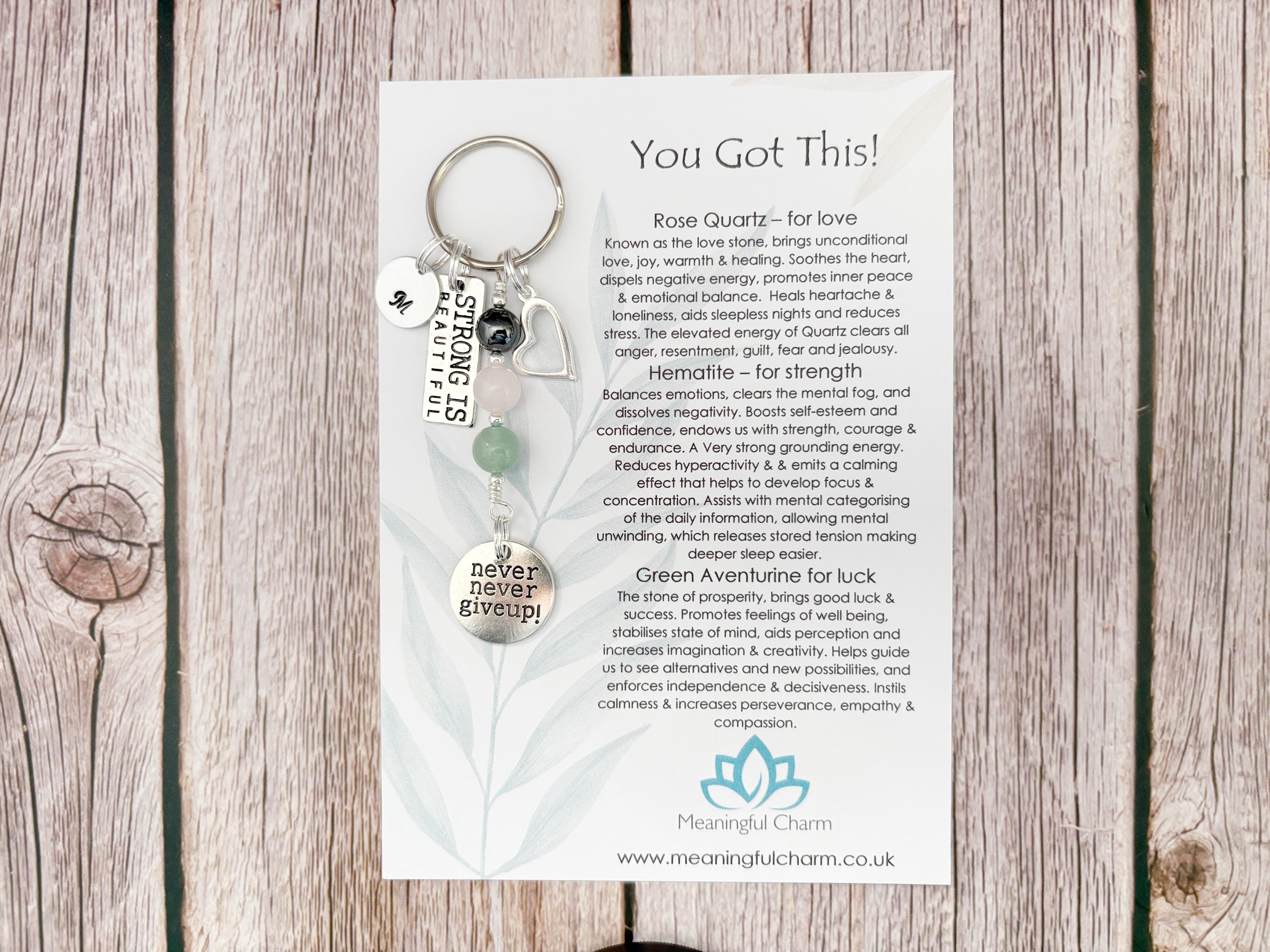 You Got This Keyring | Personalised Initial & Gemstone Motivational Support Gift