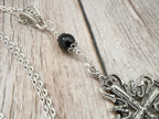 Dark Enchantments Crystal Cross Necklace | Filigree Gemstone Pendant