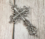 Dark Enchantments Crystal Cross Necklace | Filigree Gemstone Pendant