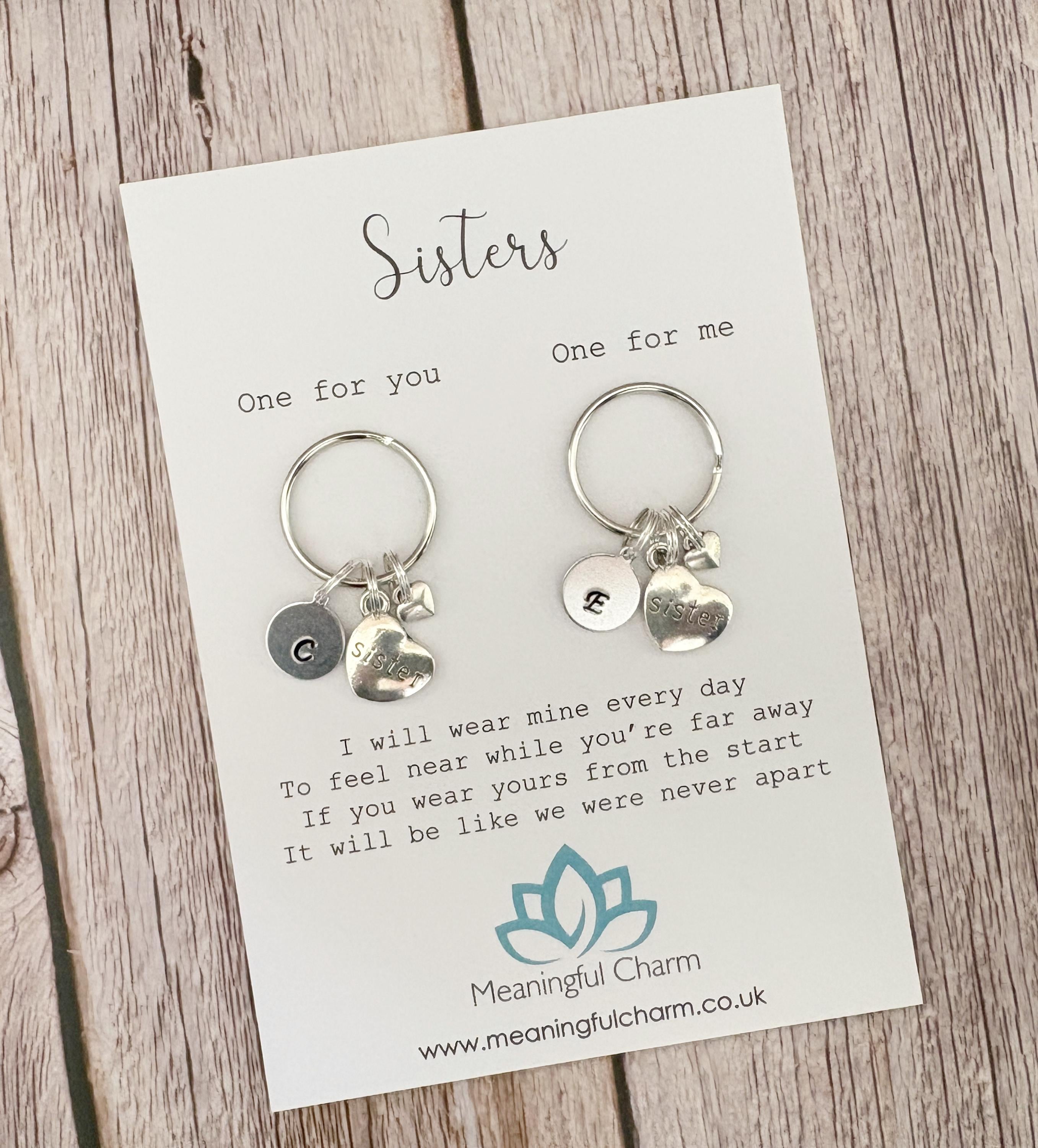 Personalised Sisters Matching Keyring Set, Unbreakable Sisterhood Bond