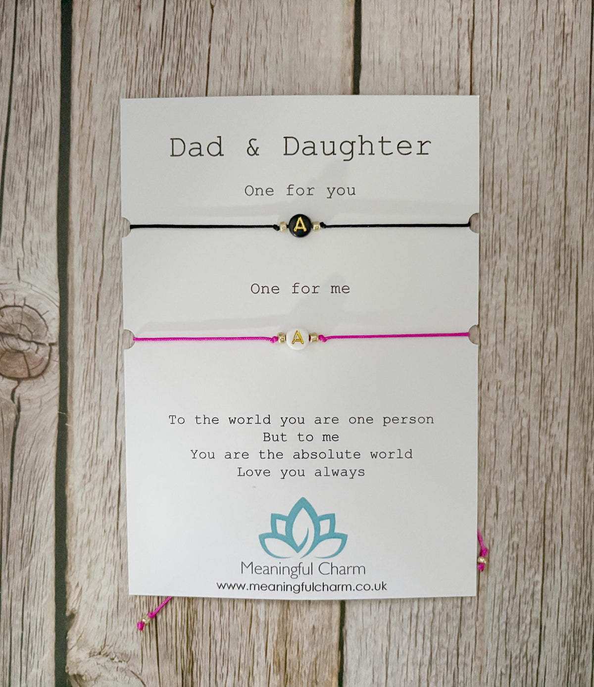 Dad and Daughter Bracelet Set | Matching Initial Adjustable Cord Bracelet Gift