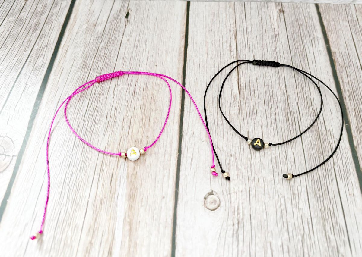 Dad and Daughter Bracelet Set | Matching Initial Adjustable Cord Bracelet Gift