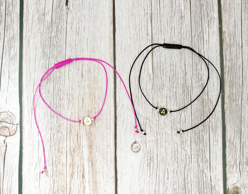 Dad and Daughter Bracelet Set | Matching Initial Adjustable Cord Bracelet Gift