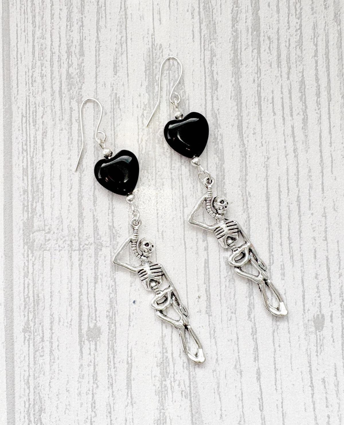 Crystal Skeleton Earrings | Black Onyx Gothic Jewellery