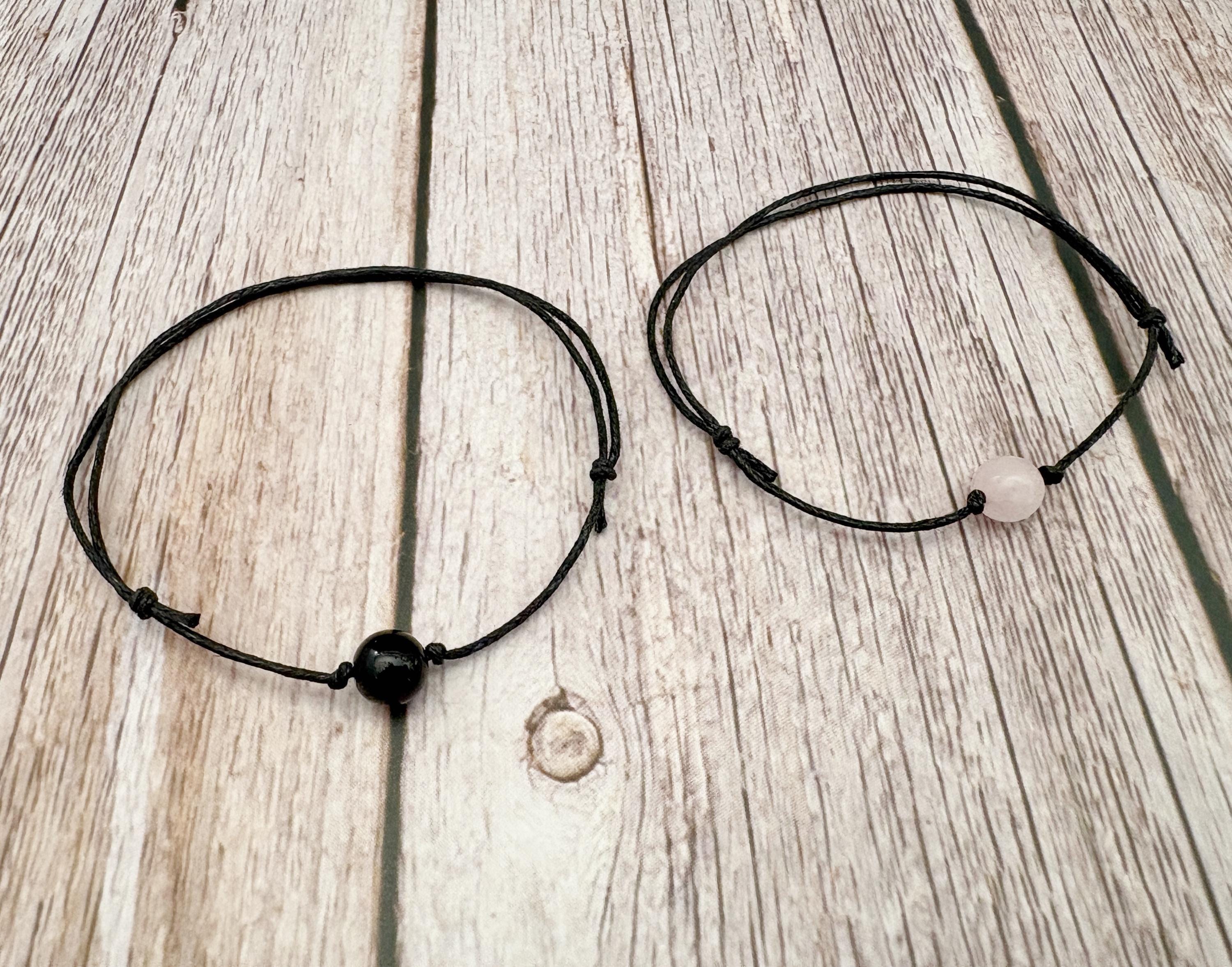 Couples His & Hers Matching Crystal Cord Bracelet Set