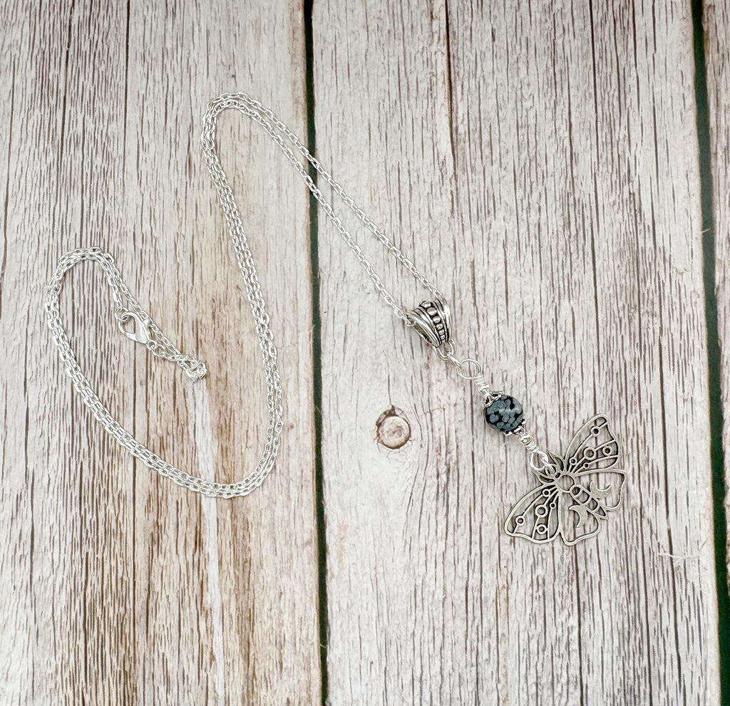 Dark Enchantments Crystal Death Moth Necklace | Silver Gothic Gemstone Pendant