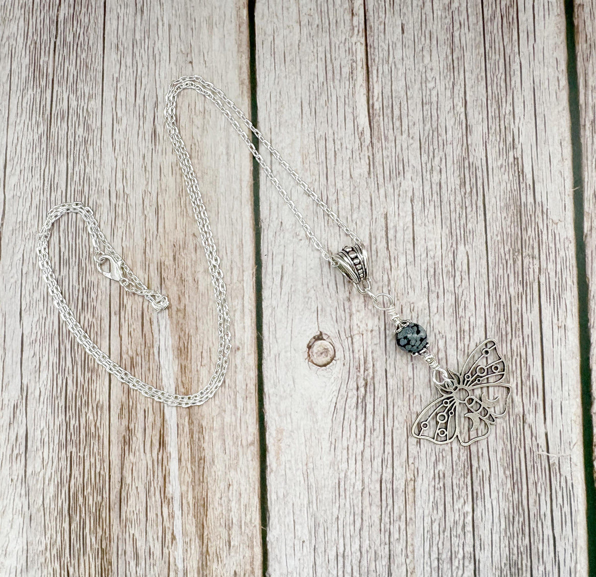 Dark Enchantments Crystal Death Moth Necklace | Silver Gothic Gemstone Pendant