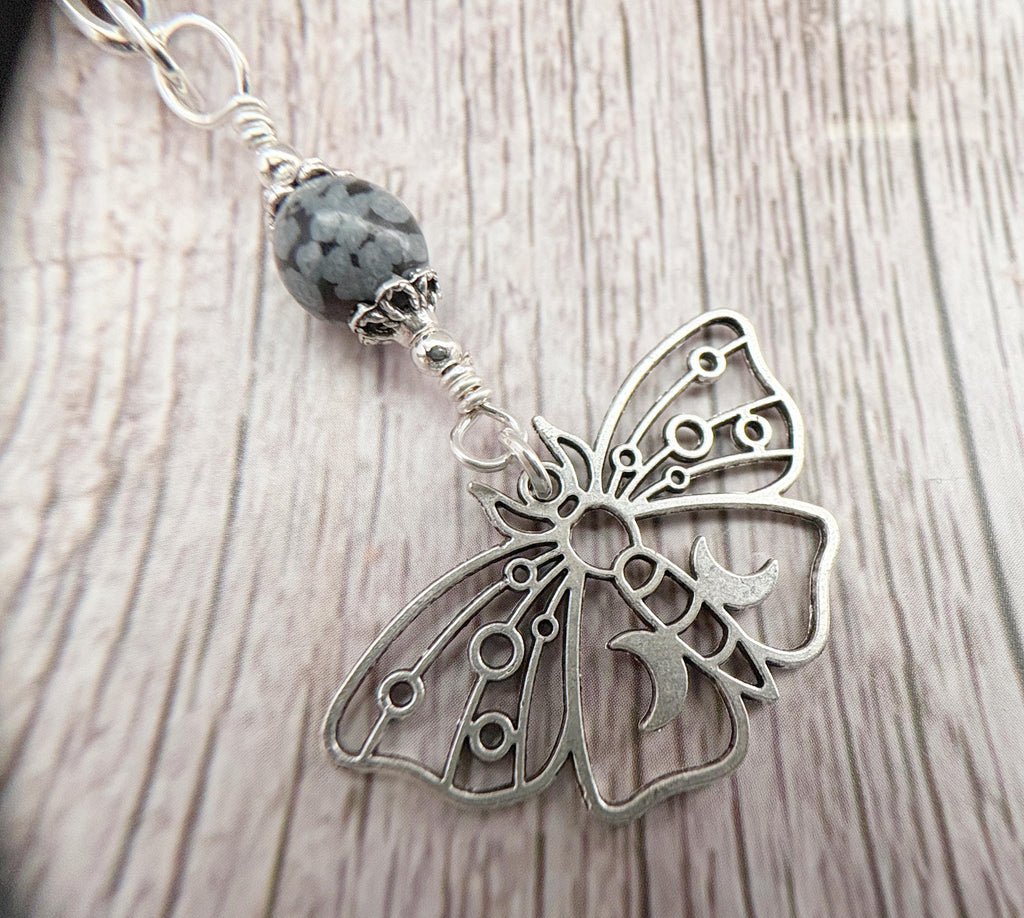 Dark Enchantments Crystal Death Moth Necklace | Silver Gothic Gemstone Pendant