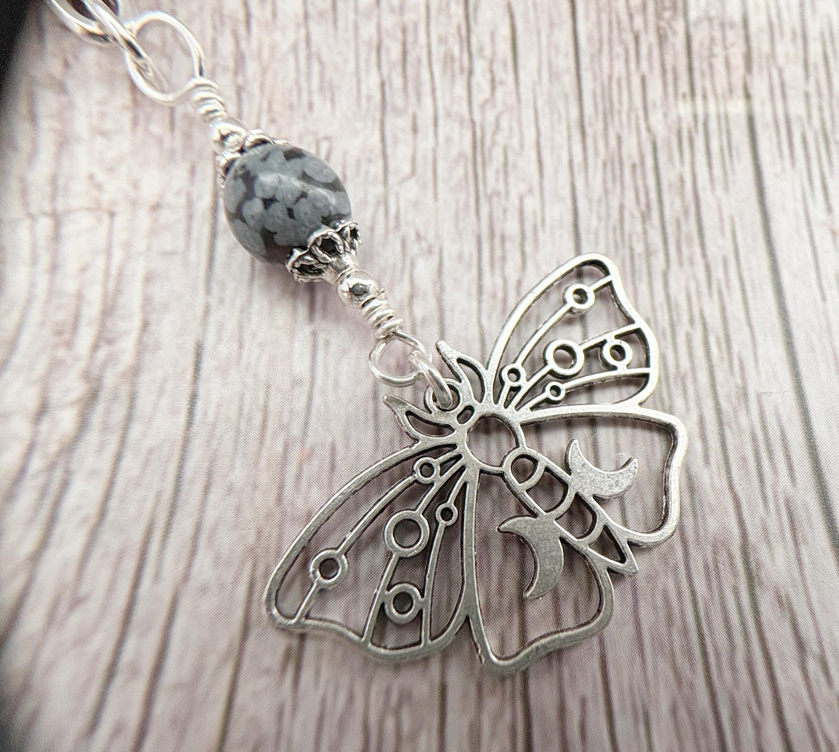 Dark Enchantments Crystal Death Moth Necklace | Silver Gothic Gemstone Pendant