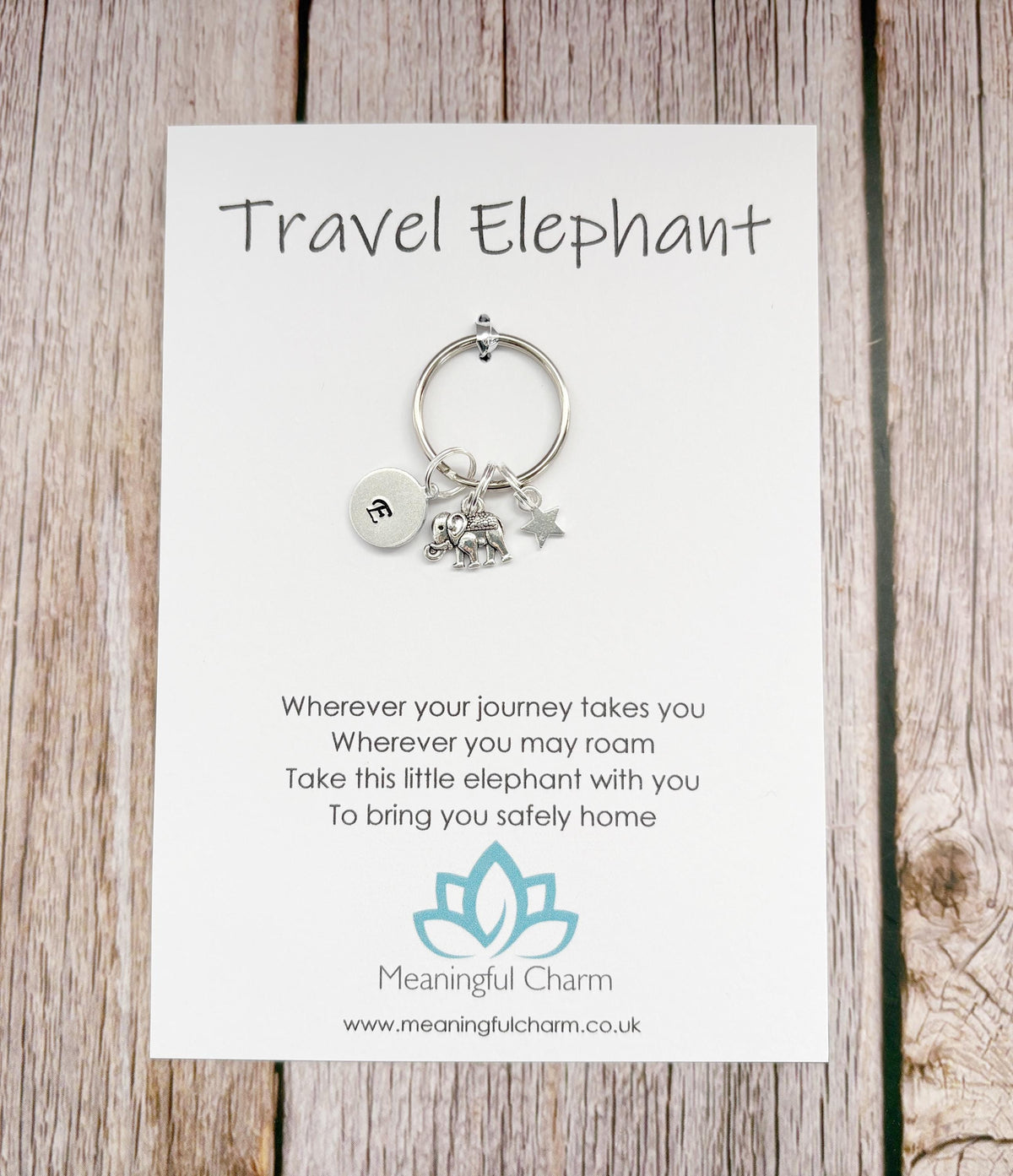 Travel Elephant Keyring | Personalised Good Luck Travelling Gift