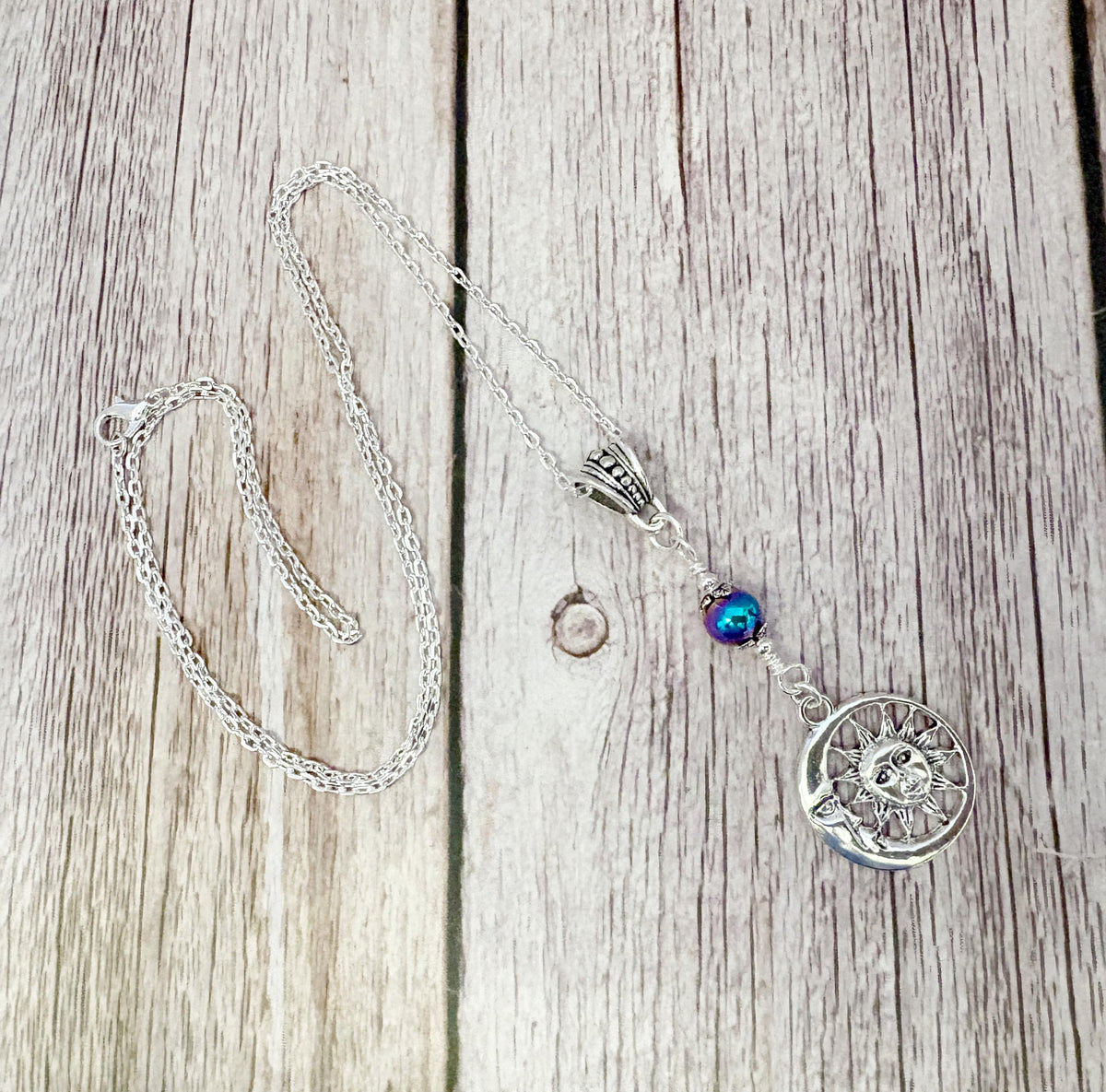 Written in the Stars | Crystal Moon & Sun Necklace | Silver Celestial Gemstone Pendant