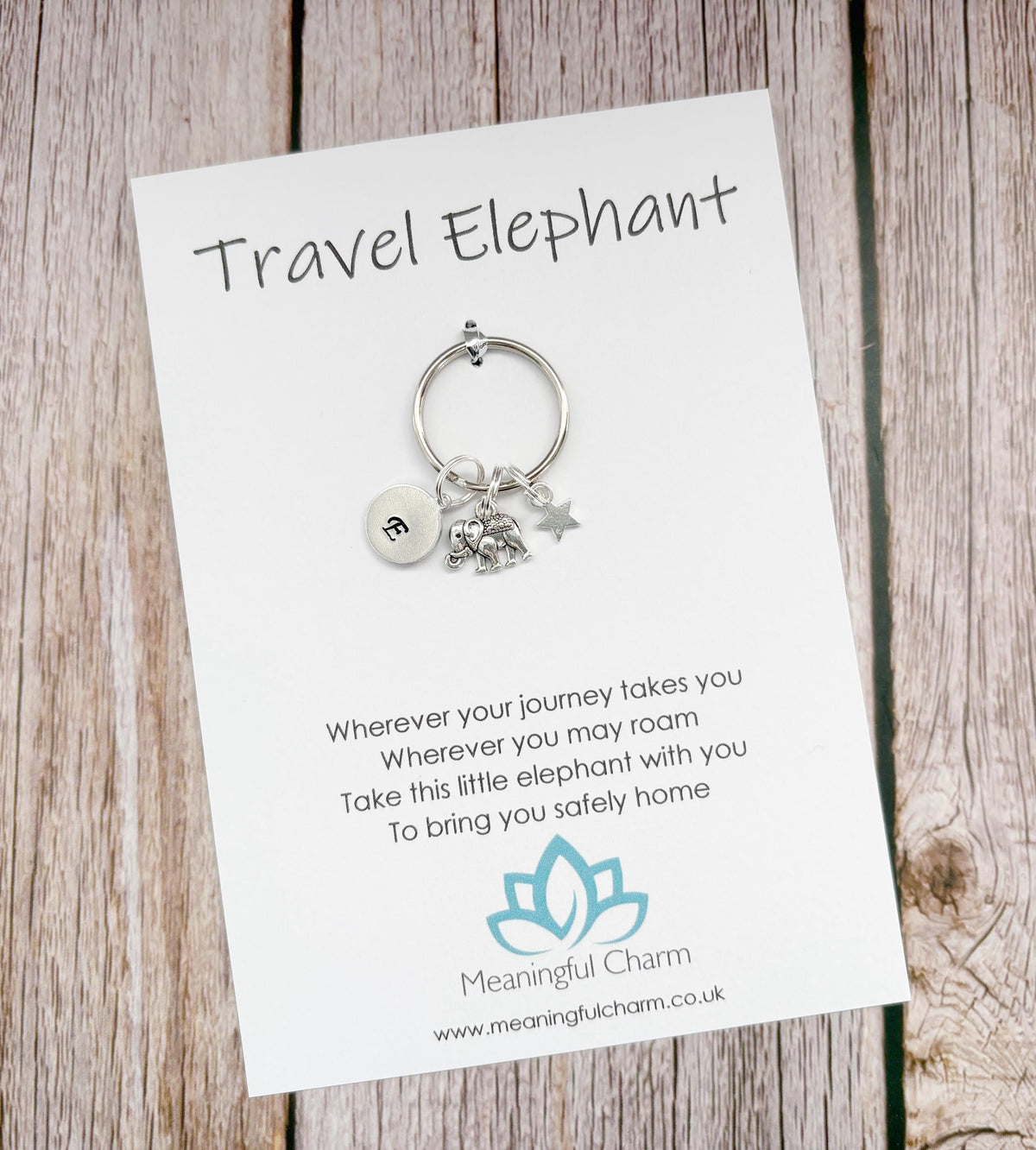 Travel Elephant Keyring | Personalised Good Luck Travelling Gift
