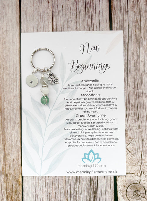Personalised New Beginnings Crystal Keyring | Build Your Own Good Luck Gift