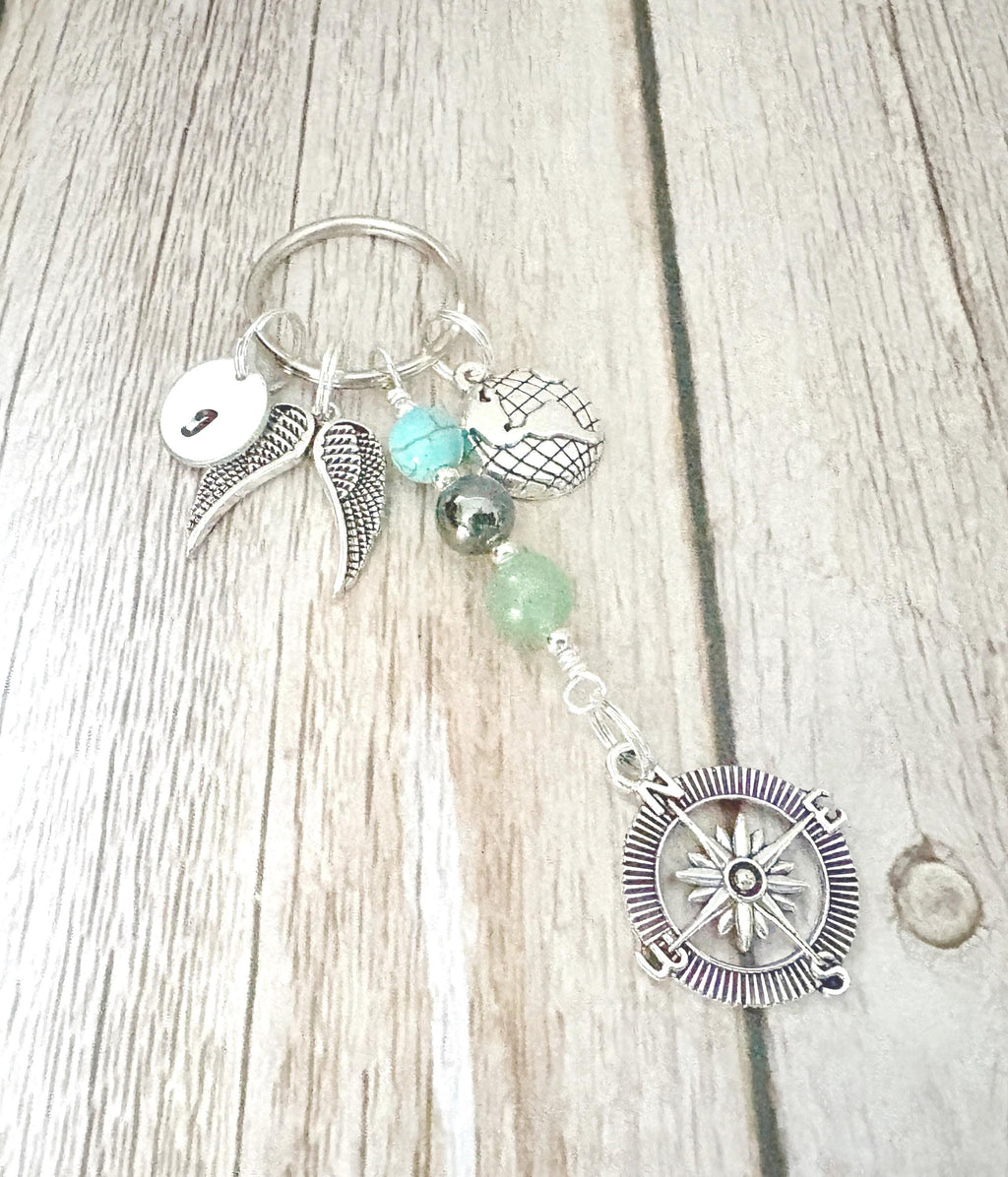 Personalised Safe Travels Charm Keyring for Travelling Gifts