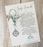 Personalised Safe Travels Charm Keyring for Travelling Gifts