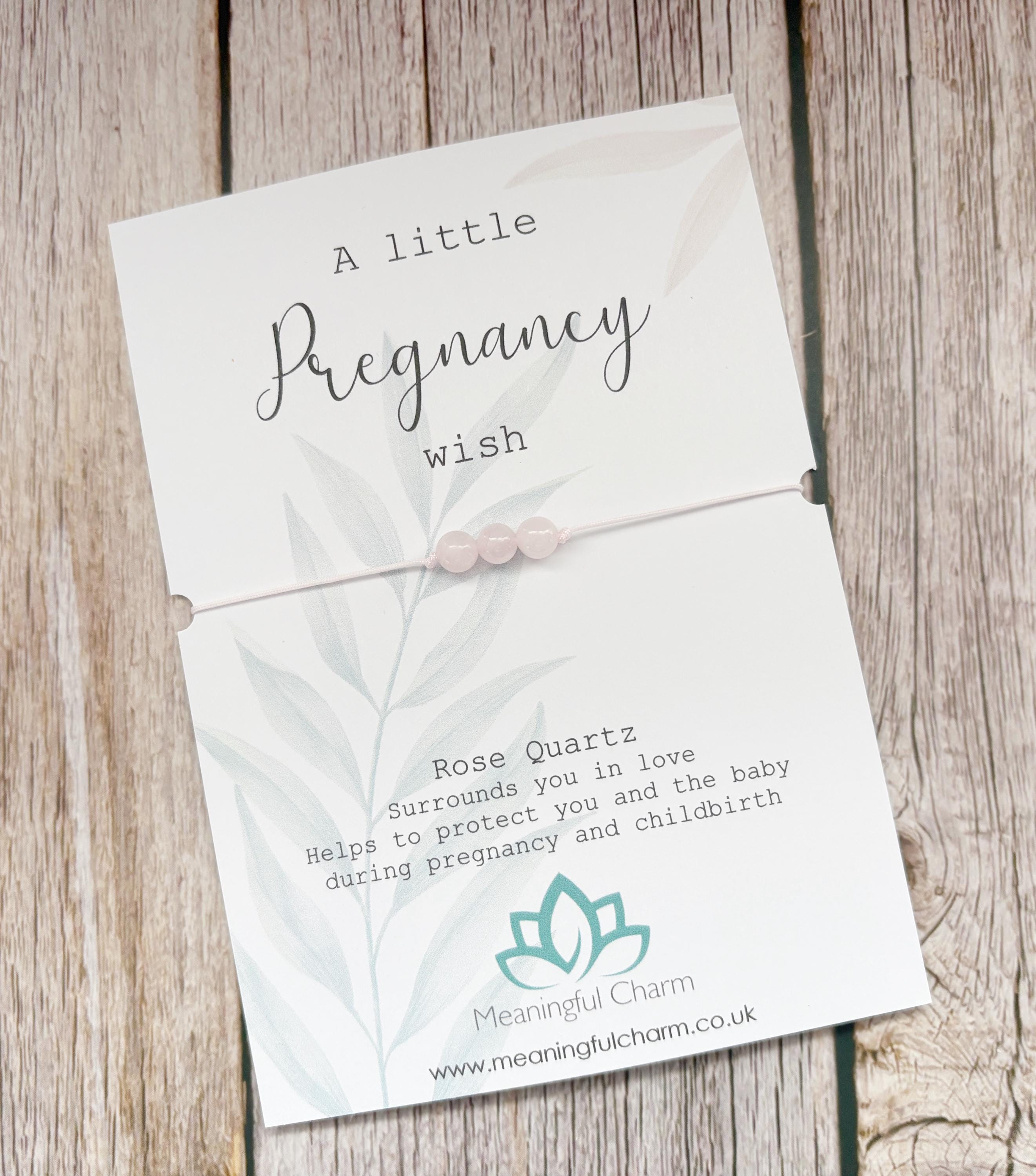 A Little Pregnancy Wish Bracelet for Baby Shower Gift | Pink Rose Quartz Crystal Sister Gifts