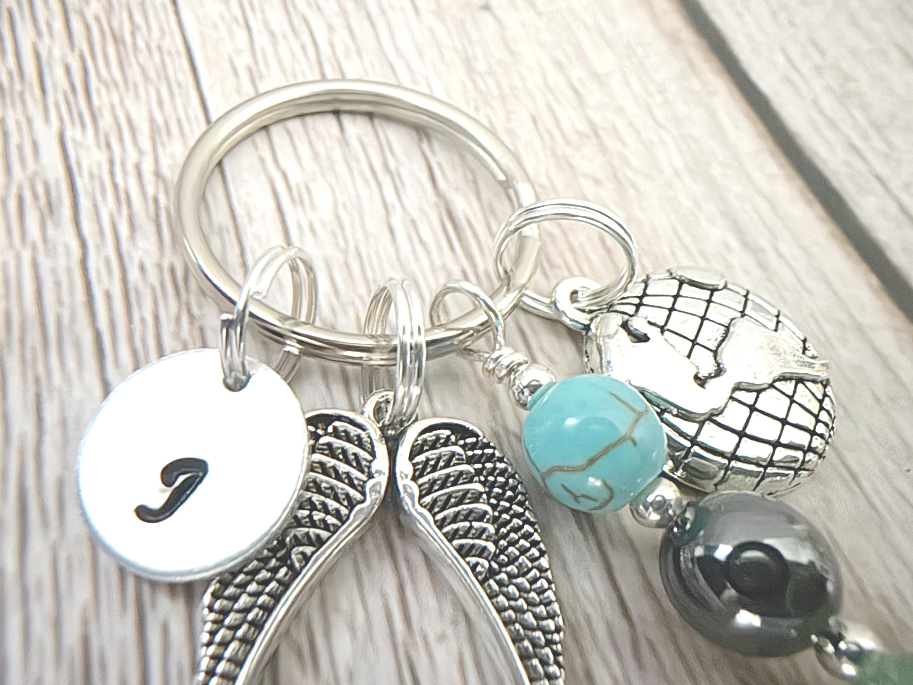 Personalised Safe Travels Charm Keyring for Travelling Gifts