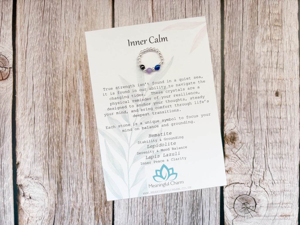 Sterling Silver Inner Calm Crystal Ring for the change | Balance, Grounding and Resilience Gifts
