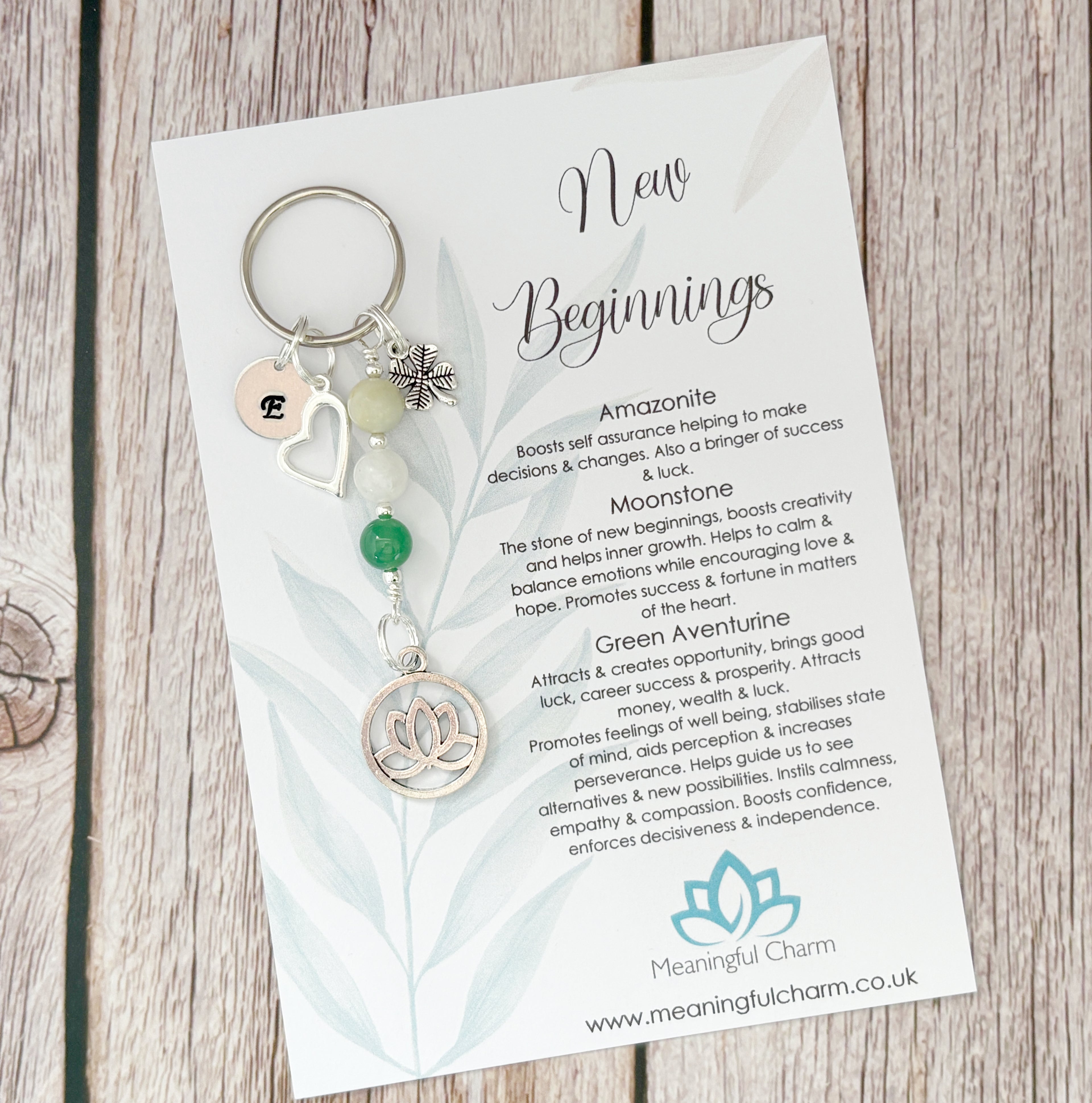 Personalised New Beginnings Crystal Keyring | Silver Charm Gift