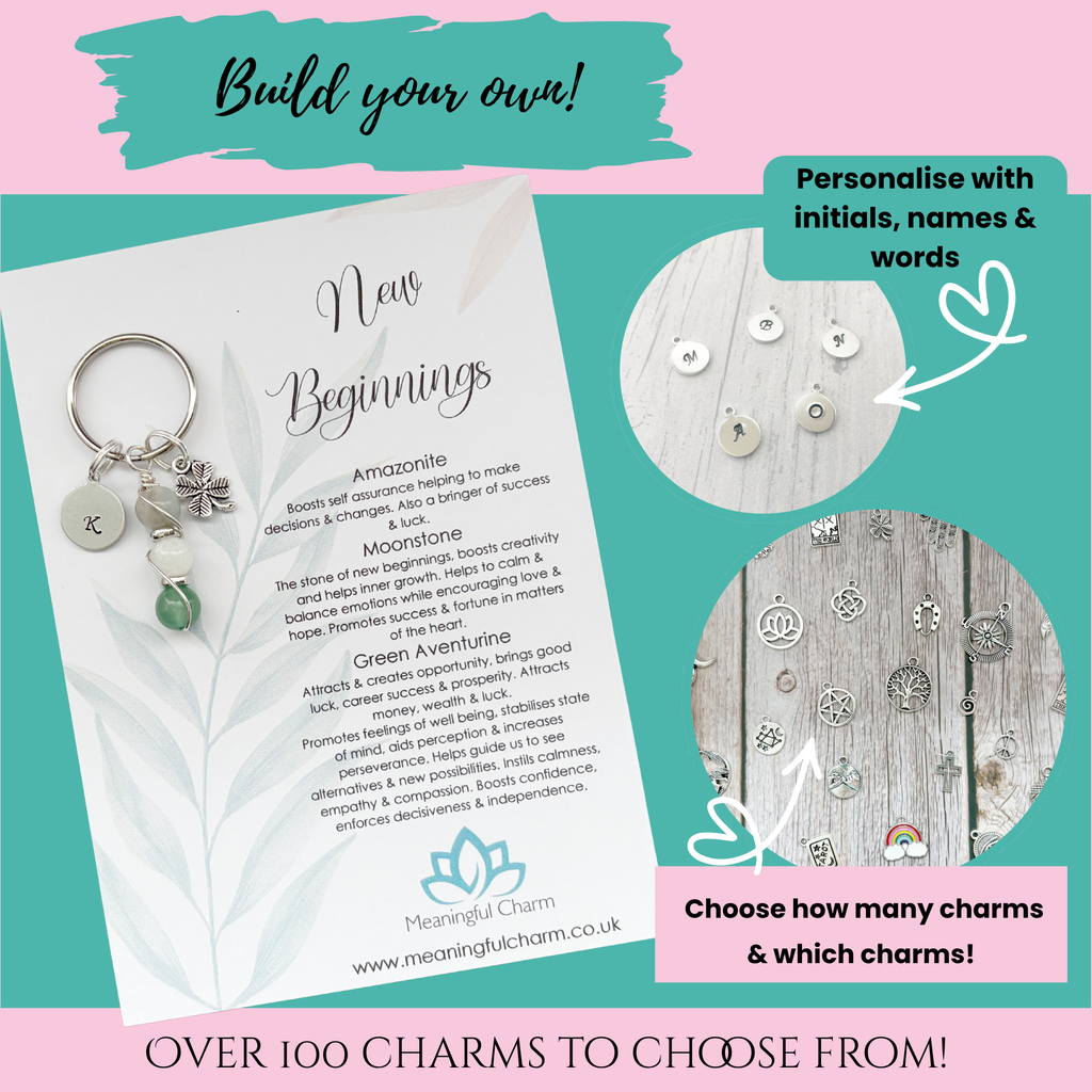 Personalised New Beginnings Crystal Keyring | Build Your Own Good Luck Gift
