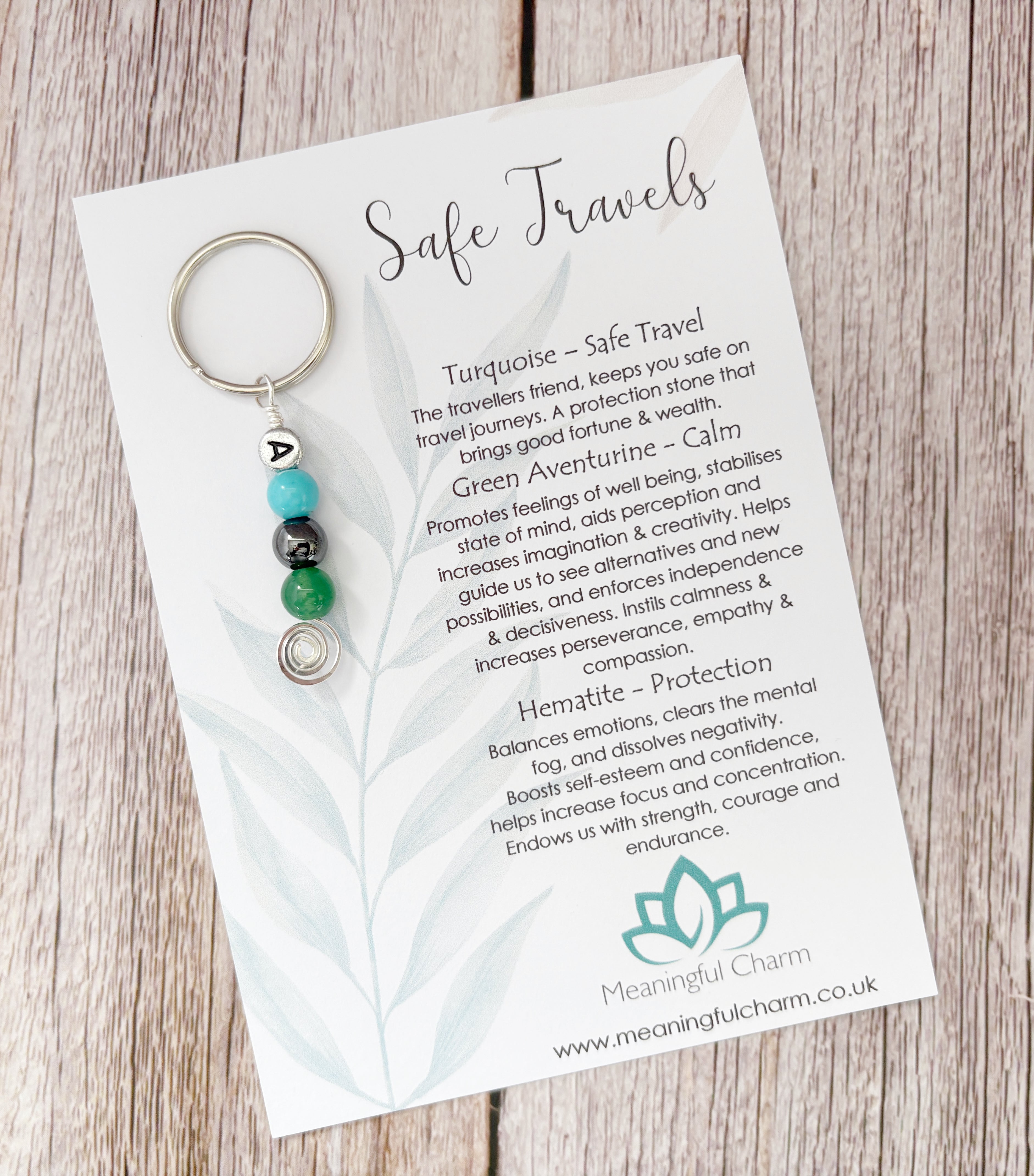 Personalised Safe Travels Travelling Crystal Charm Keyring Gift
