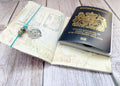 Personalised Safe Travels Passport Charm for Travelling Gifts