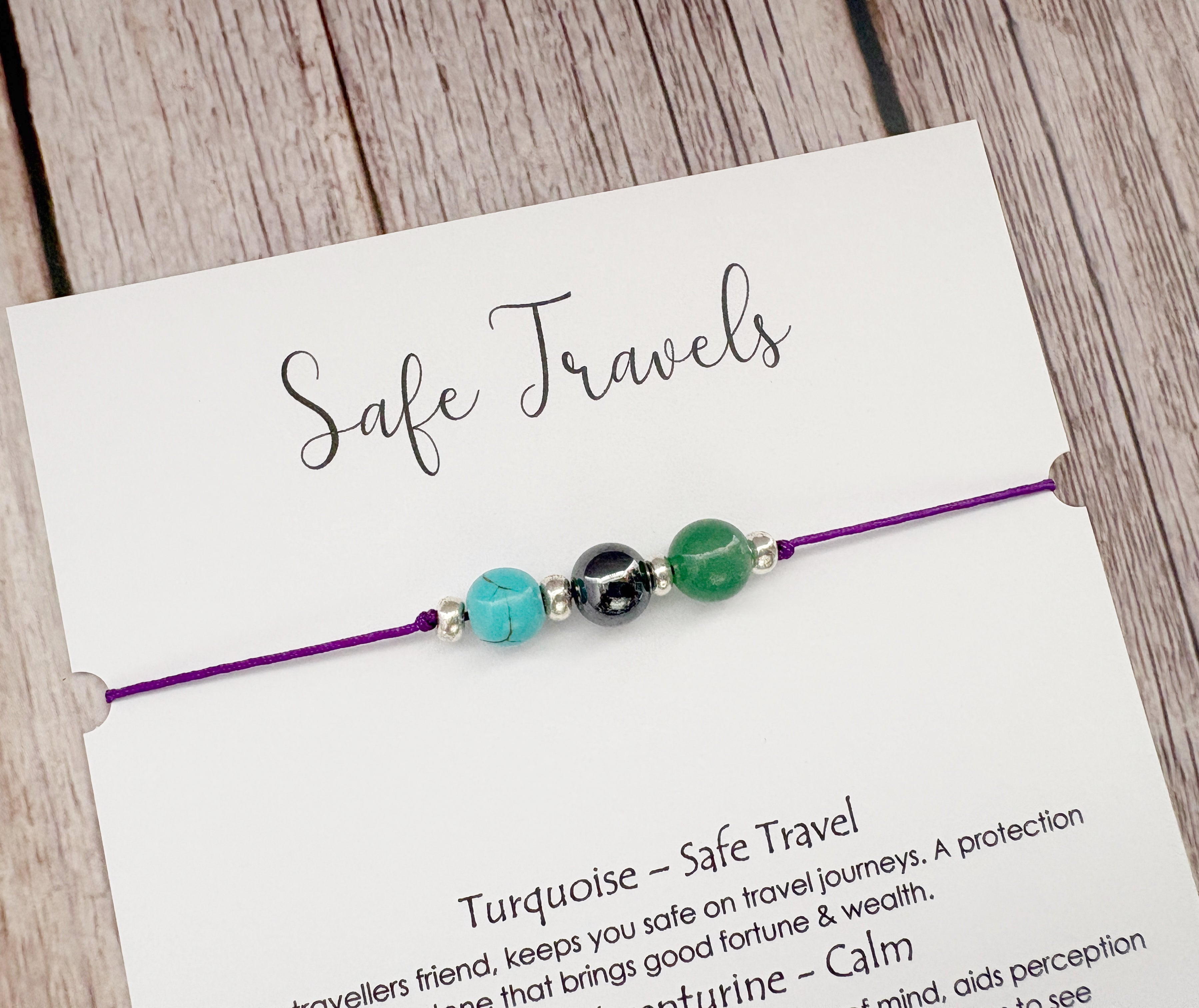 Safe Travels Crystal Cord Adjustable Bracelet, Good Luck Travelling Gift