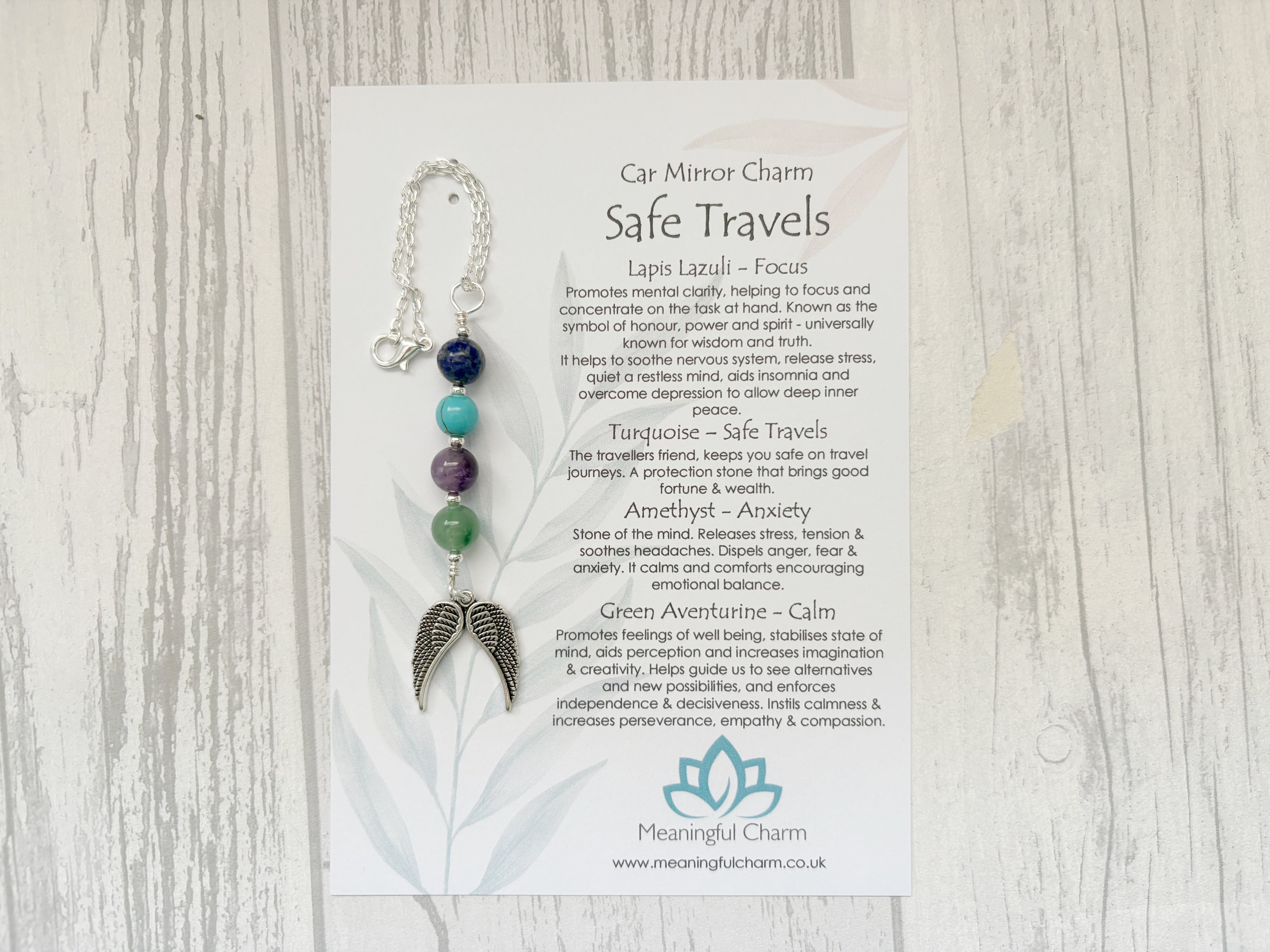 Safe Travels Rear View Car Mirror Charm Travelling Gift with Compass