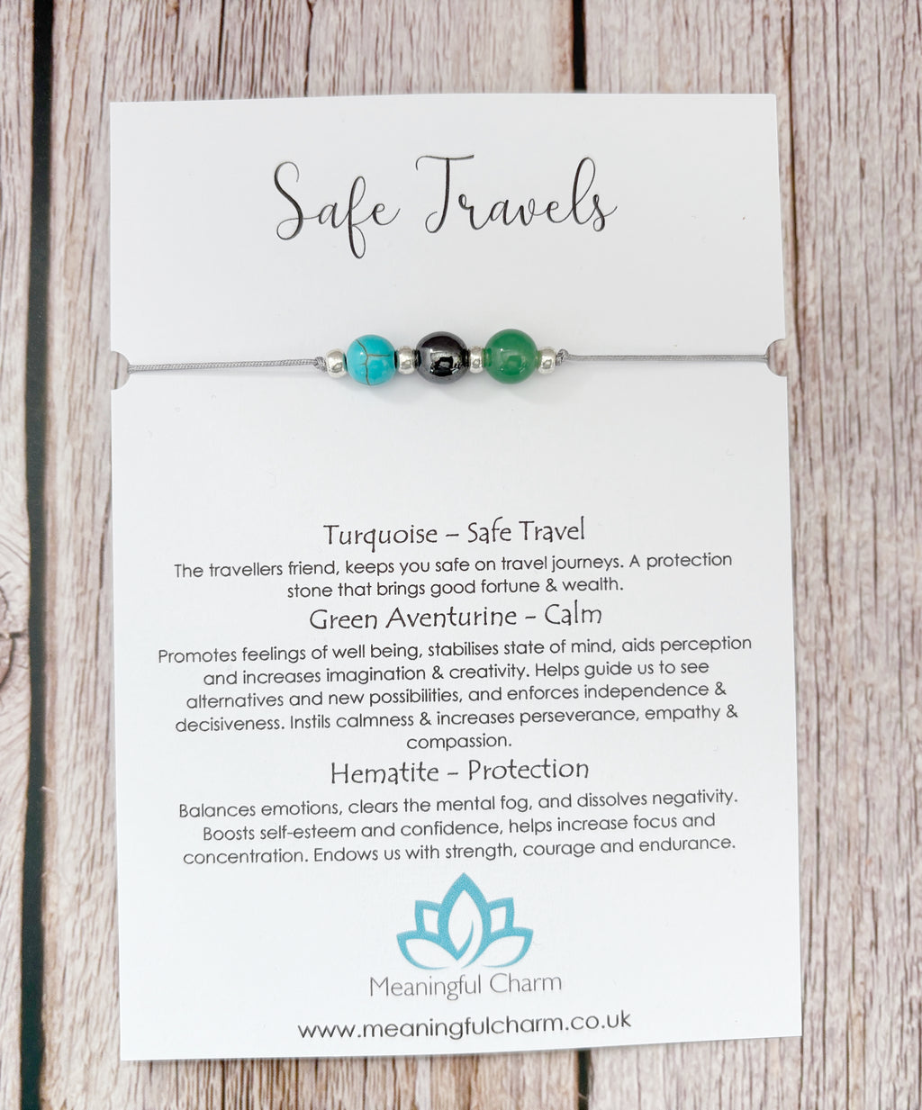 Safe Travels Crystal Cord Adjustable Bracelet, Good Luck Travelling Gift